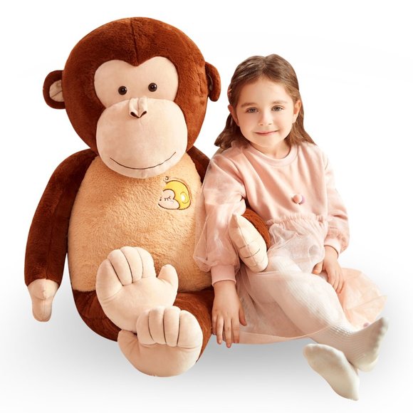 Giant Monkey Stuffed Animal Plush Toy,Large Jumbo 30" Brown Huge Cute Soft Toys, - Picture 6 of 6